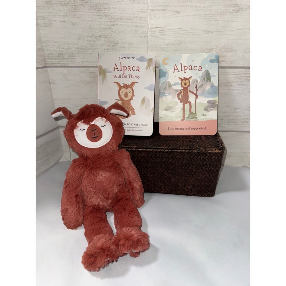Slumberkins Alpaca Kin Plush Set with Board Book and Affirmation Card‎ Rust Red